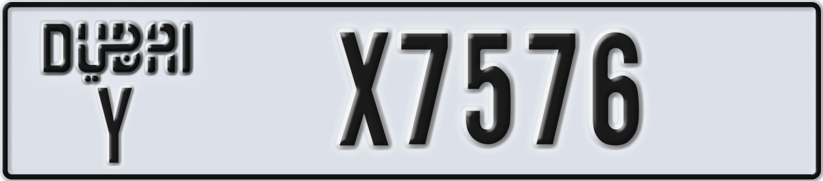 dubai License Plate Number X7576 Code Y