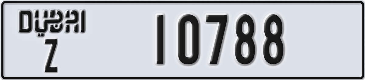 dubai License Plate Number 10788 Code Z
