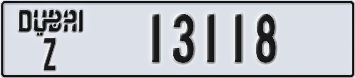 dubai License Plate Number 13118 Code Z