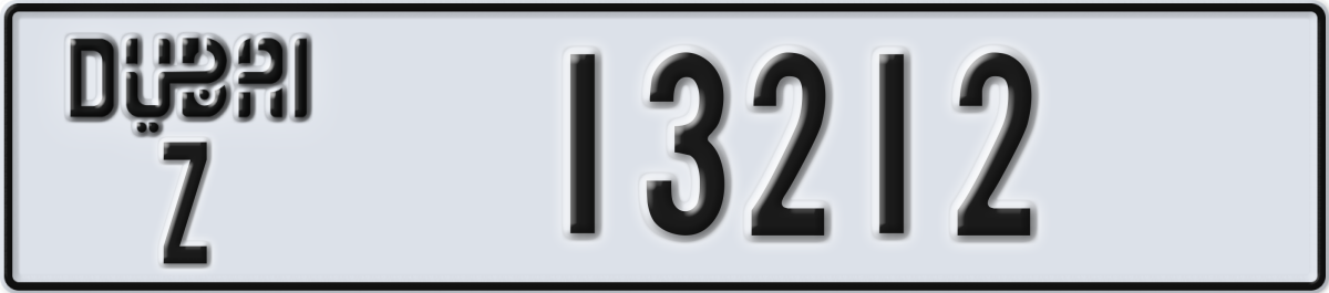 dubai License Plate Number 13212 Code Z