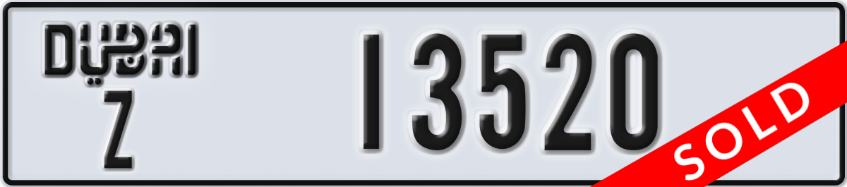 dubai License Plate Number 13520 Code Z