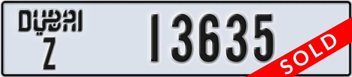dubai License Plate Number 13635 Code Z