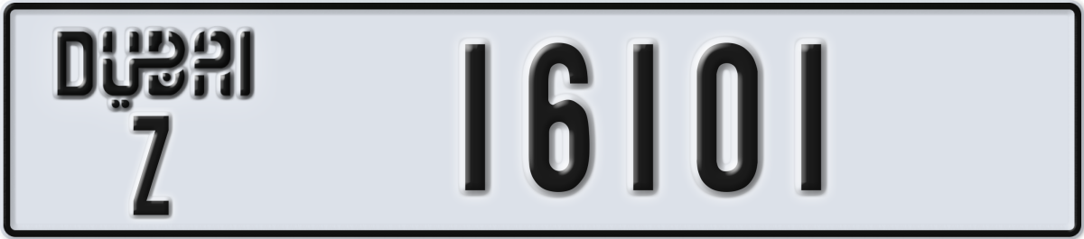 dubai License Plate Number 16101 Code Z