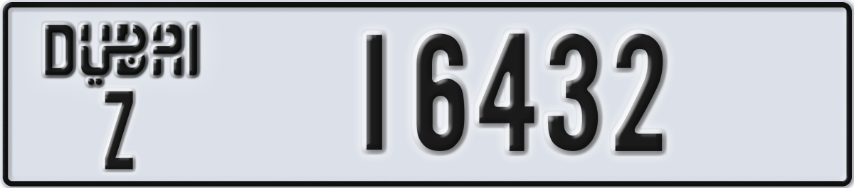 dubai License Plate Number 16432 Code Z