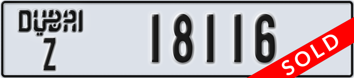 dubai License Plate Number 18116 Code Z