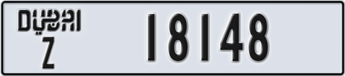 dubai License Plate Number 18148 Code Z