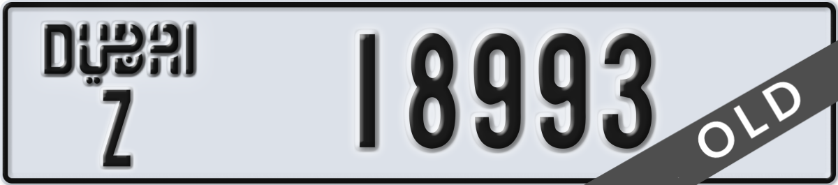 dubai License Plate Number 18993 Code Z