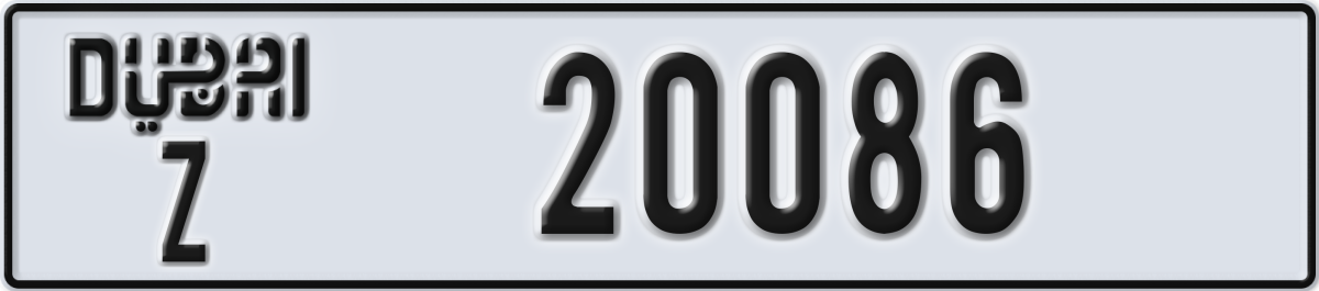 dubai License Plate Number 20086 Code Z