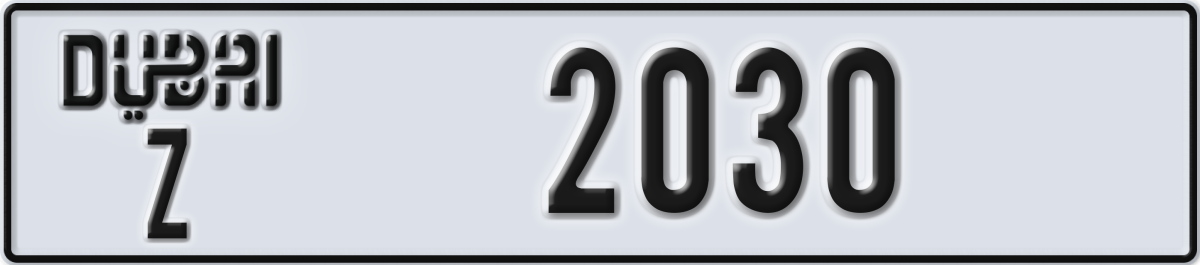 dubai License Plate Number 2030 Code Z