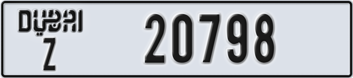 dubai License Plate Number 20798 Code Z