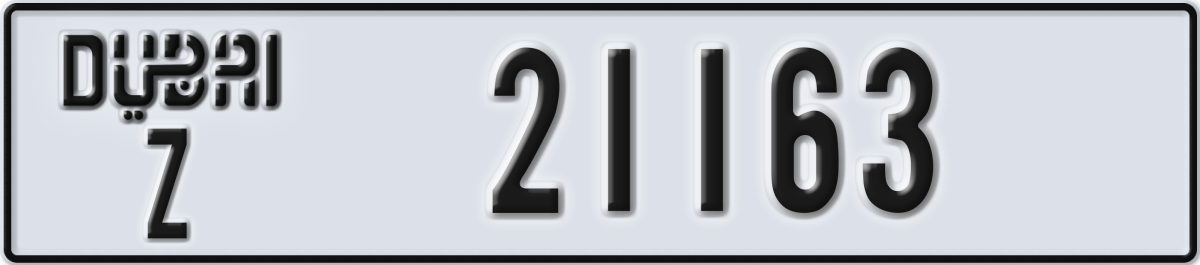 dubai License Plate Number 21163 Code Z