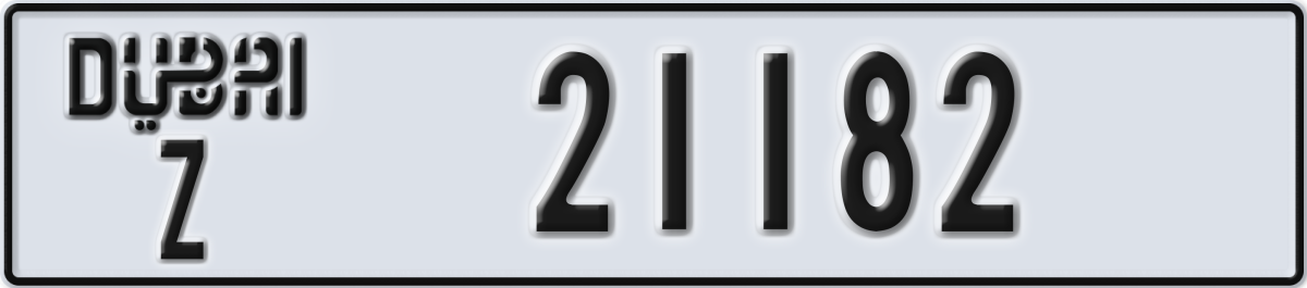 dubai License Plate Number 21182 Code Z