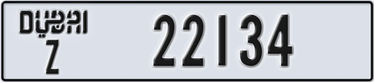 dubai License Plate Number 22134 Code Z