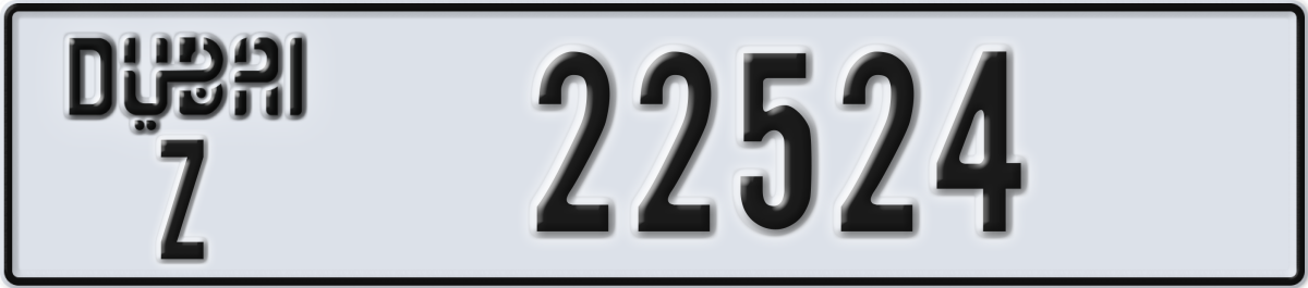 dubai License Plate Number 22524 Code Z