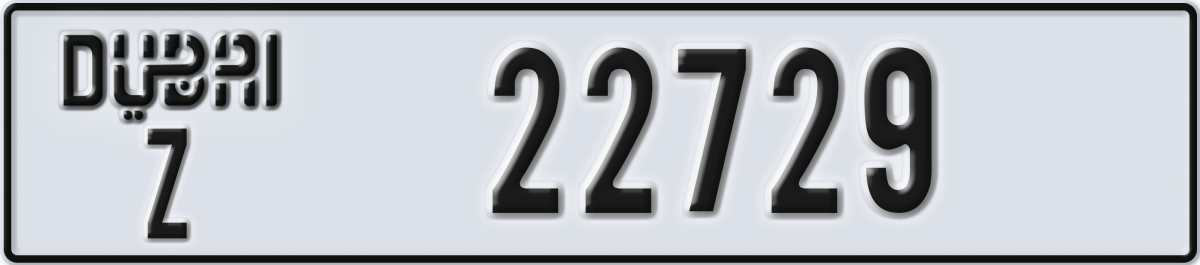 dubai License Plate Number 22729 Code Z