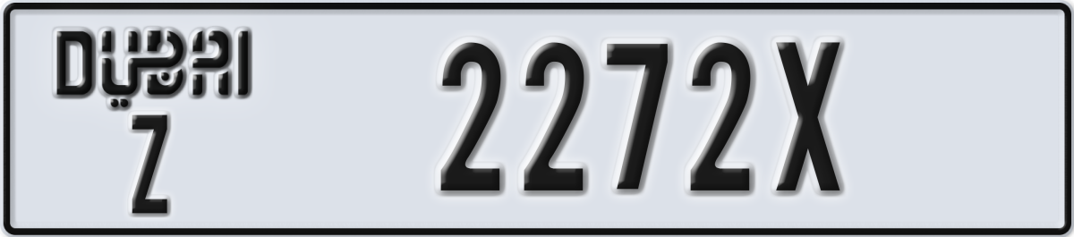 dubai License Plate Number 2272X Code Z