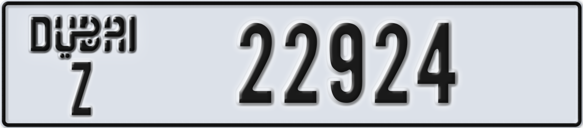 dubai License Plate Number 22924 Code Z