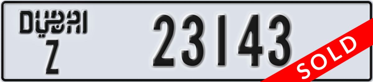 dubai License Plate Number 23143 Code Z