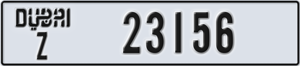 dubai License Plate Number 23156 Code Z