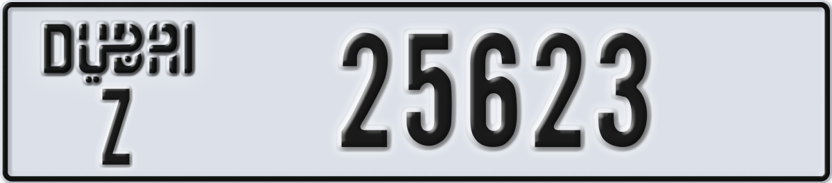 dubai License Plate Number 25623 Code Z