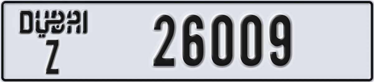 dubai License Plate Number 26009 Code Z
