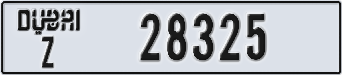 dubai License Plate Number 28325 Code Z
