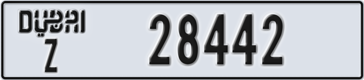 dubai License Plate Number 28442 Code Z