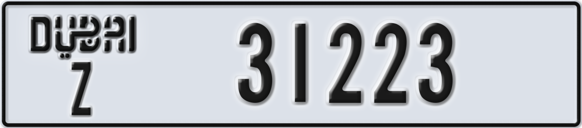 dubai License Plate Number 31223 Code Z