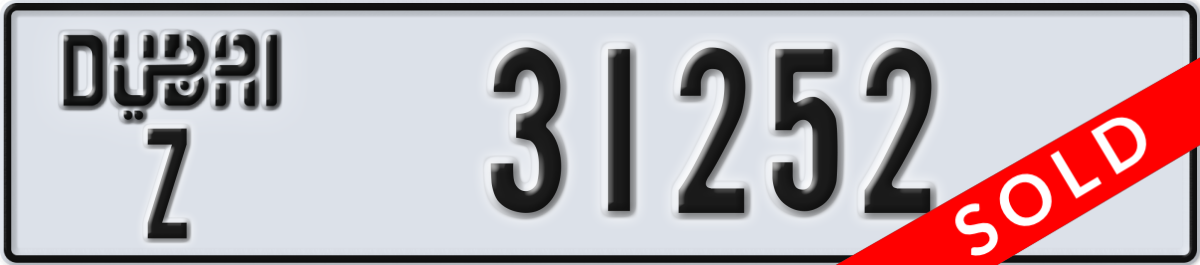 dubai License Plate Number 31252 Code Z