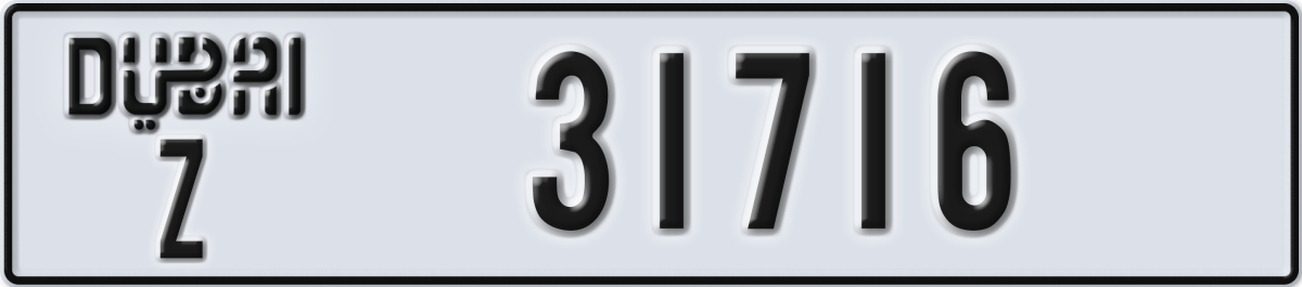 dubai License Plate Number 31716 Code Z