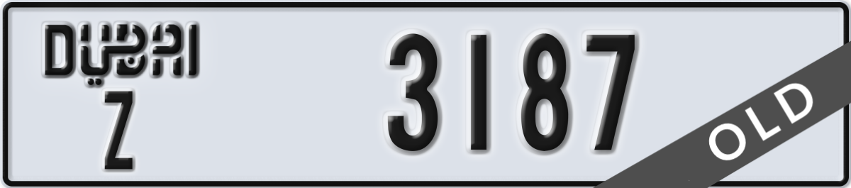 dubai License Plate Number 3187 Code Z