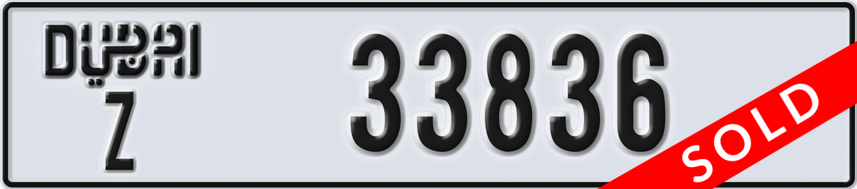 dubai License Plate Number 33836 Code Z