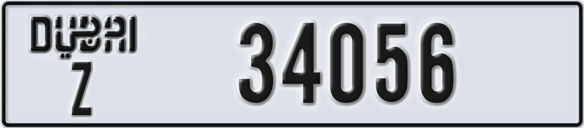 dubai License Plate Number 34056 Code Z