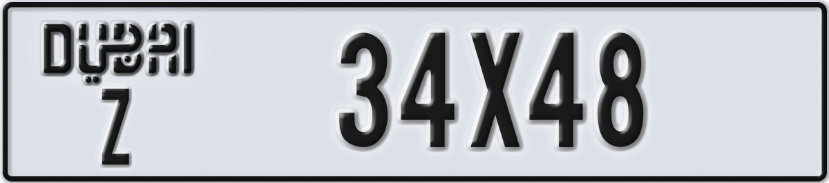 dubai License Plate Number 34X48 Code Z
