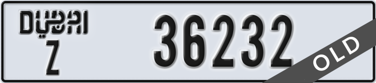 dubai License Plate Number 36232 Code Z