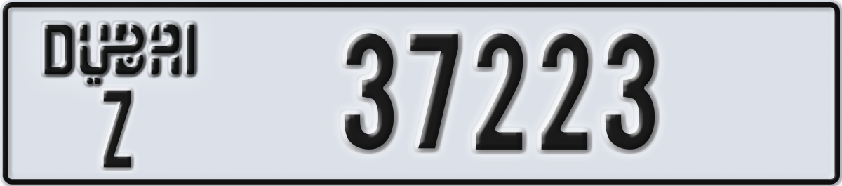 dubai License Plate Number 37223 Code Z