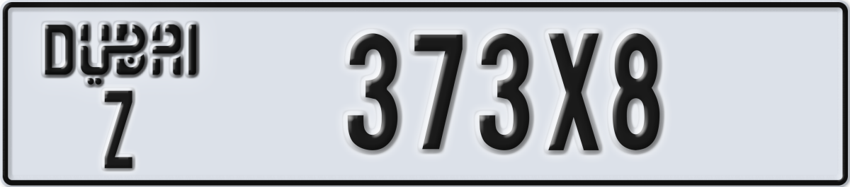 dubai License Plate Number 373X8 Code Z