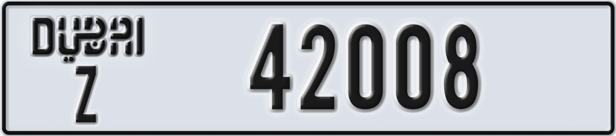 dubai License Plate Number 42008 Code Z