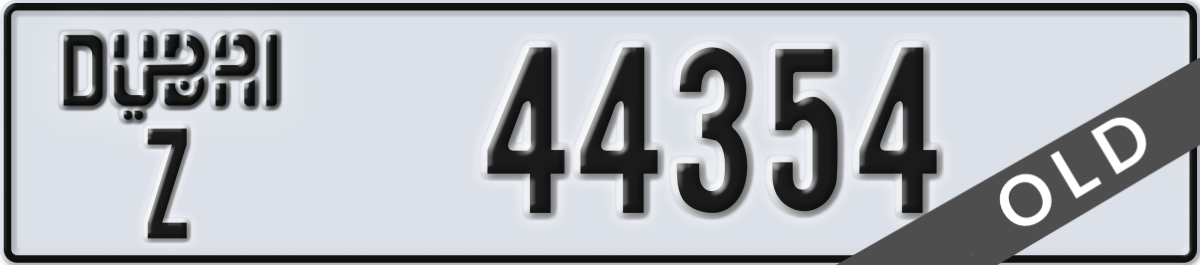 dubai License Plate Number 44354 Code Z