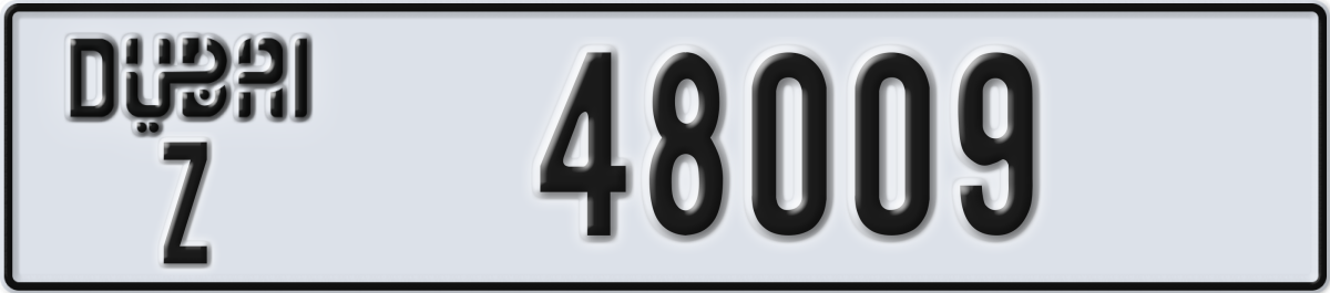 dubai License Plate Number 48009 Code Z