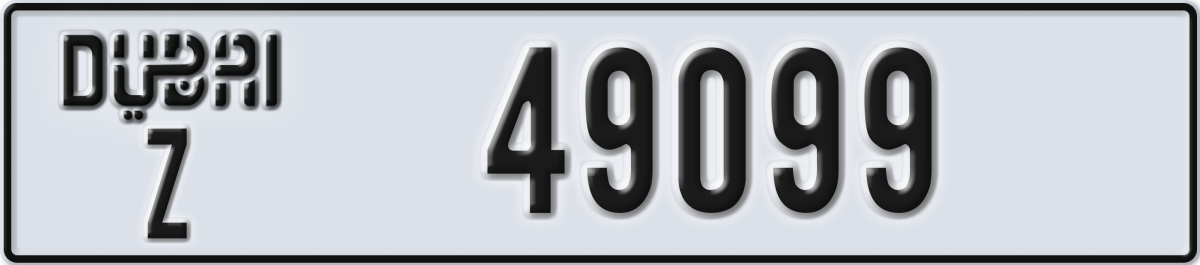 dubai License Plate Number 49099 Code Z