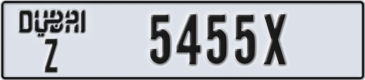 dubai License Plate Number 5455X Code Z