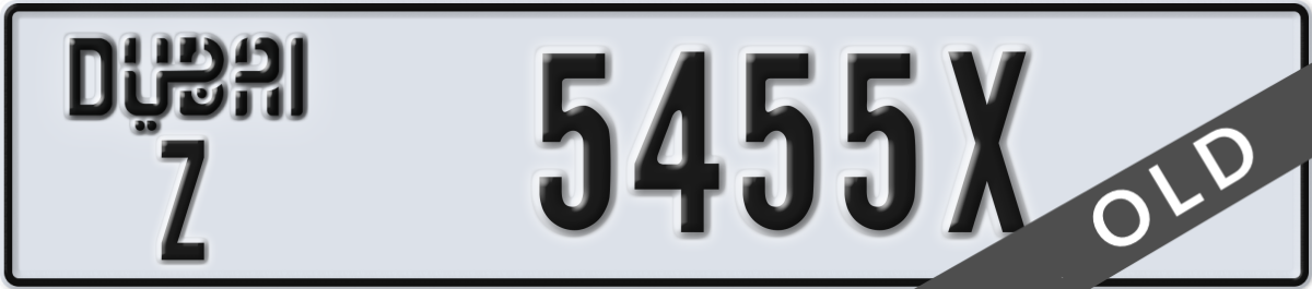 dubai License Plate Number 5455X Code Z
