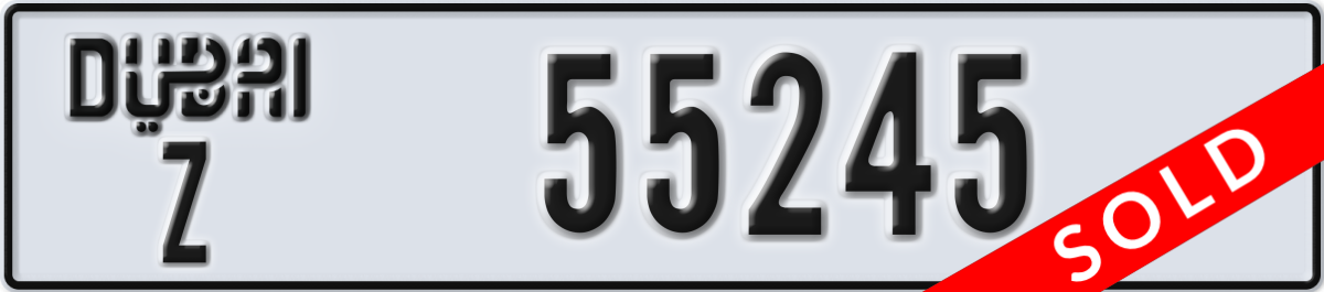 dubai License Plate Number 55245 Code Z