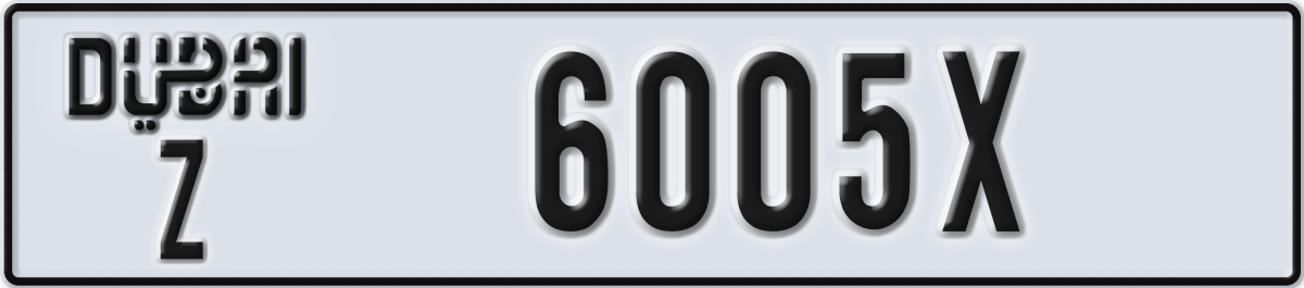 dubai License Plate Number 6005X Code Z
