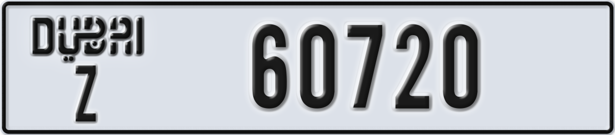 dubai License Plate Number 60720 Code Z