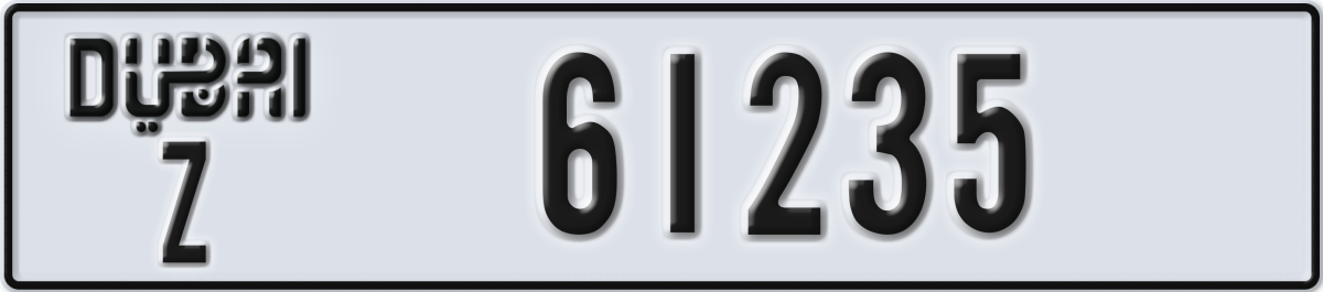 dubai License Plate Number 61235 Code Z