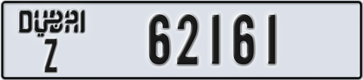 dubai License Plate Number 62161 Code Z