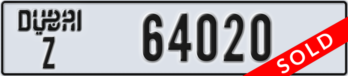 dubai License Plate Number 64020 Code Z