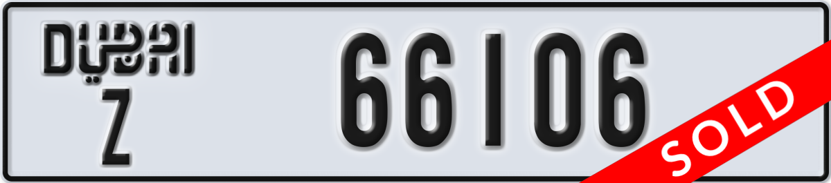 dubai License Plate Number 66106 Code Z